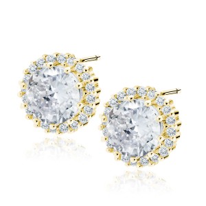 Cercei argint placati cu aur galben cu pietre DiAmanti Z1676EG_W-DIA (Argint 925‰ 2,5 g.)